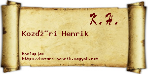 Kozári Henrik névjegykártya