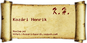 Kozári Henrik névjegykártya